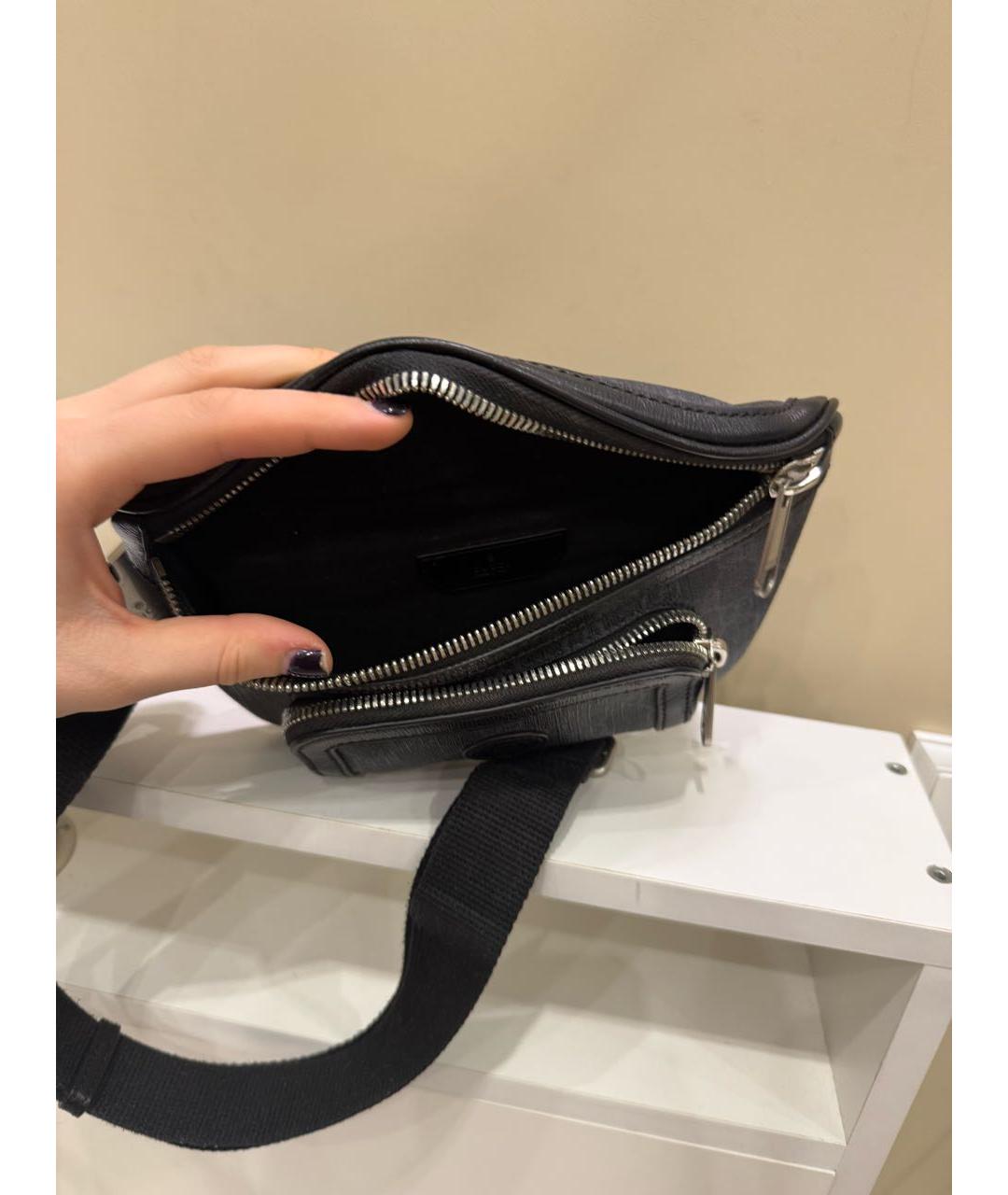 GUCCI Антрацитовая кожаная барсетка, фото 4