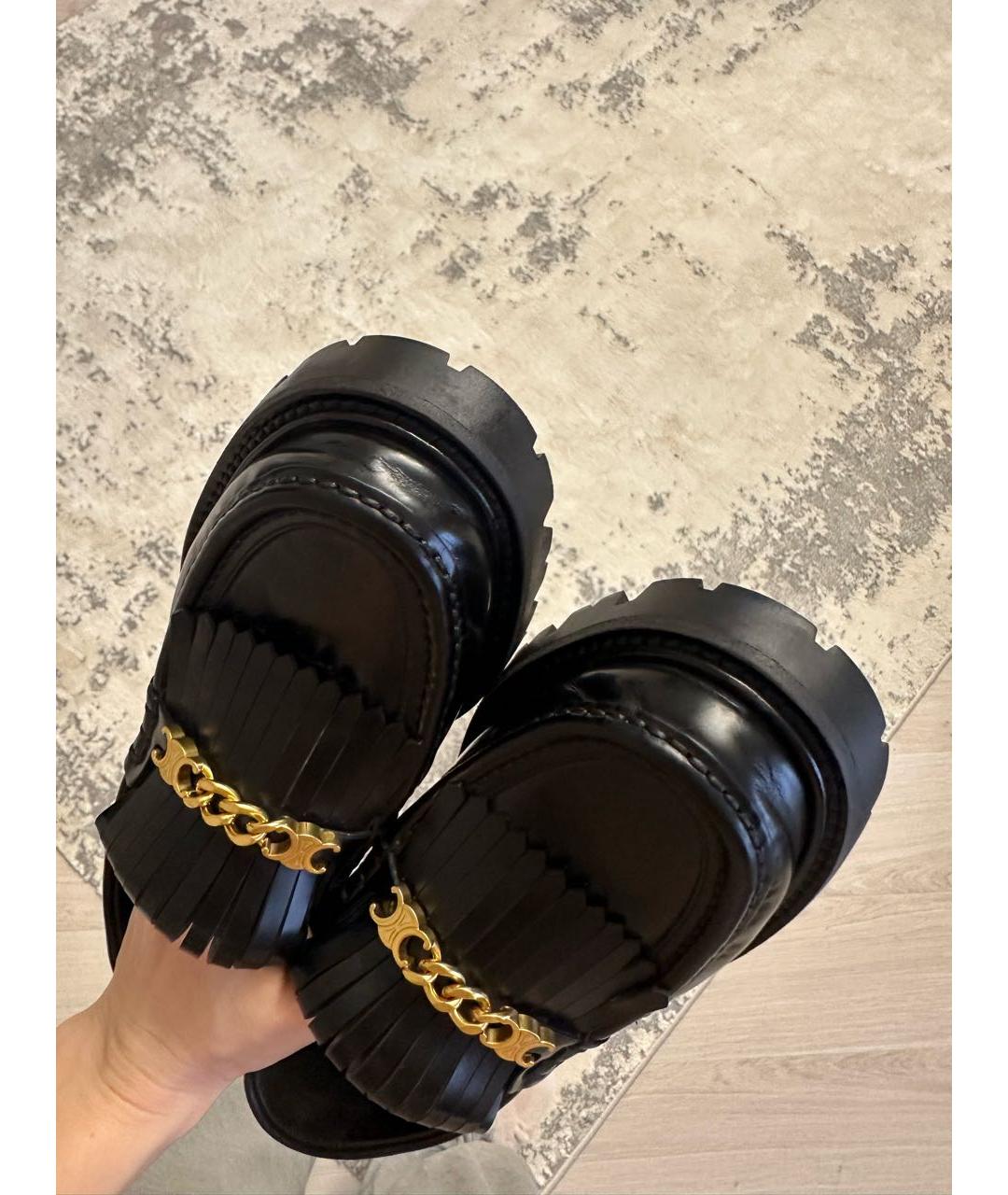 CELINE Черные кожаные лоферы, фото 8