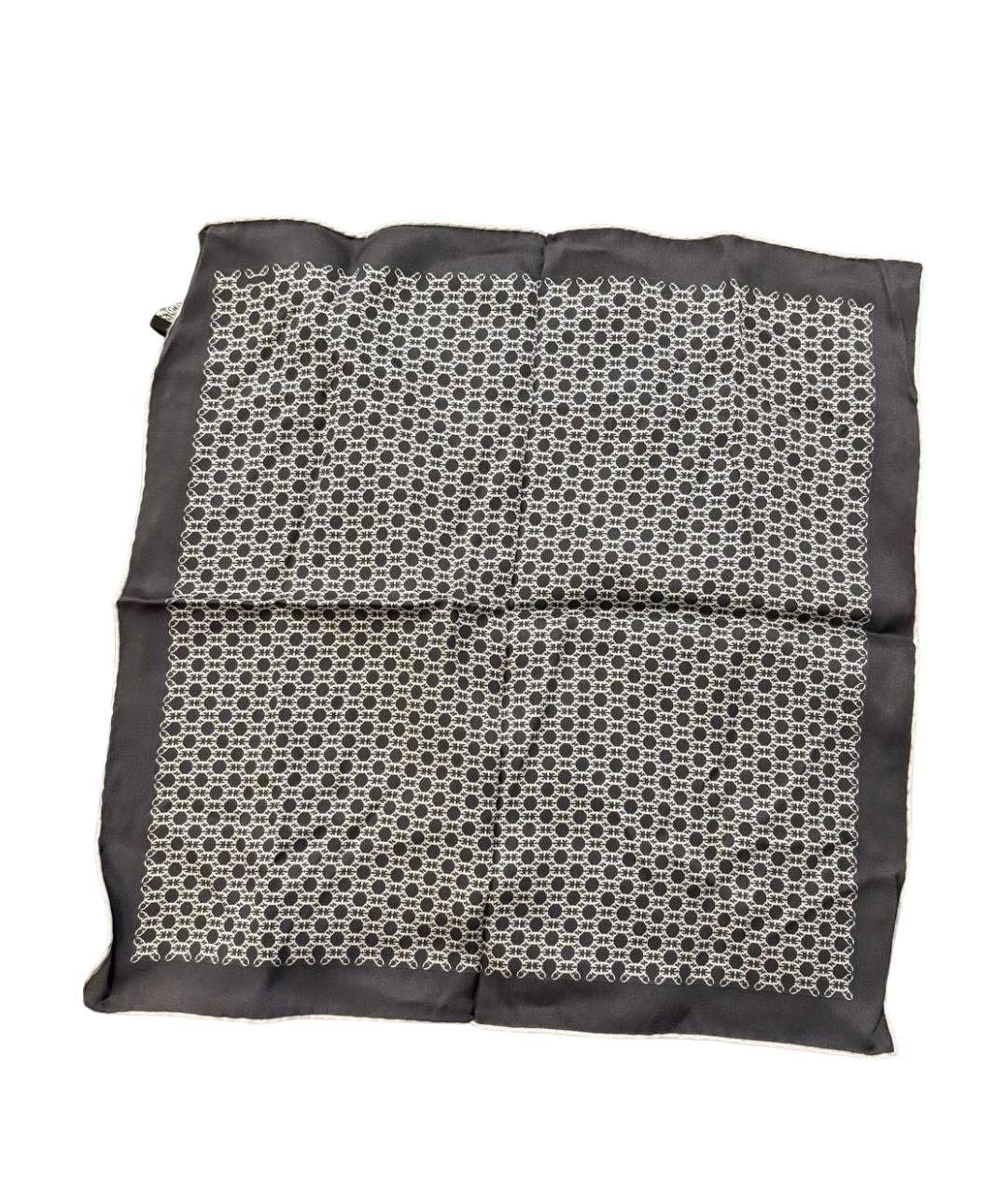 HERMES Антрацитовый шелковый платок, фото 1