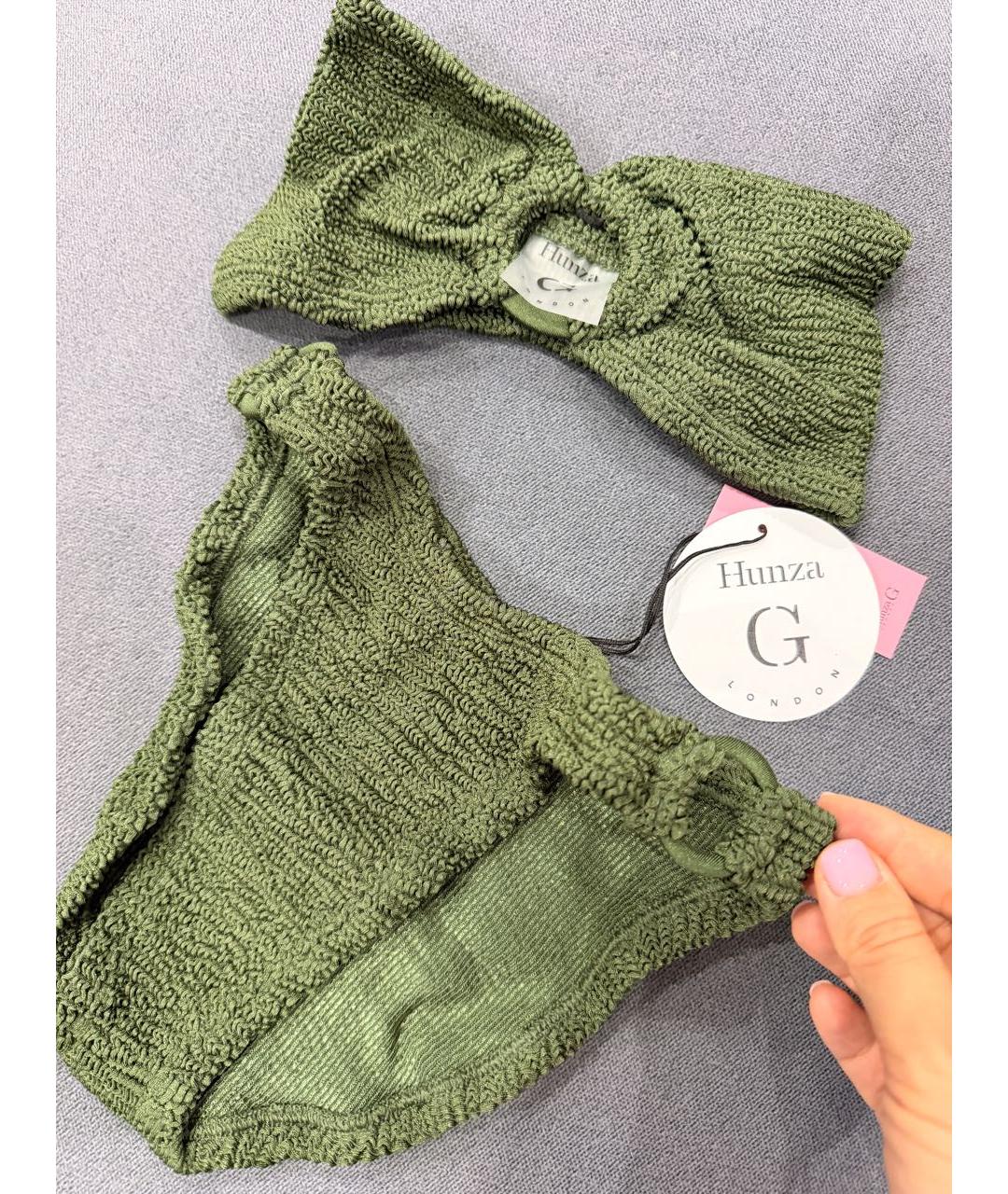 HUNZA G Хаки полиамидовый купальник, фото 5