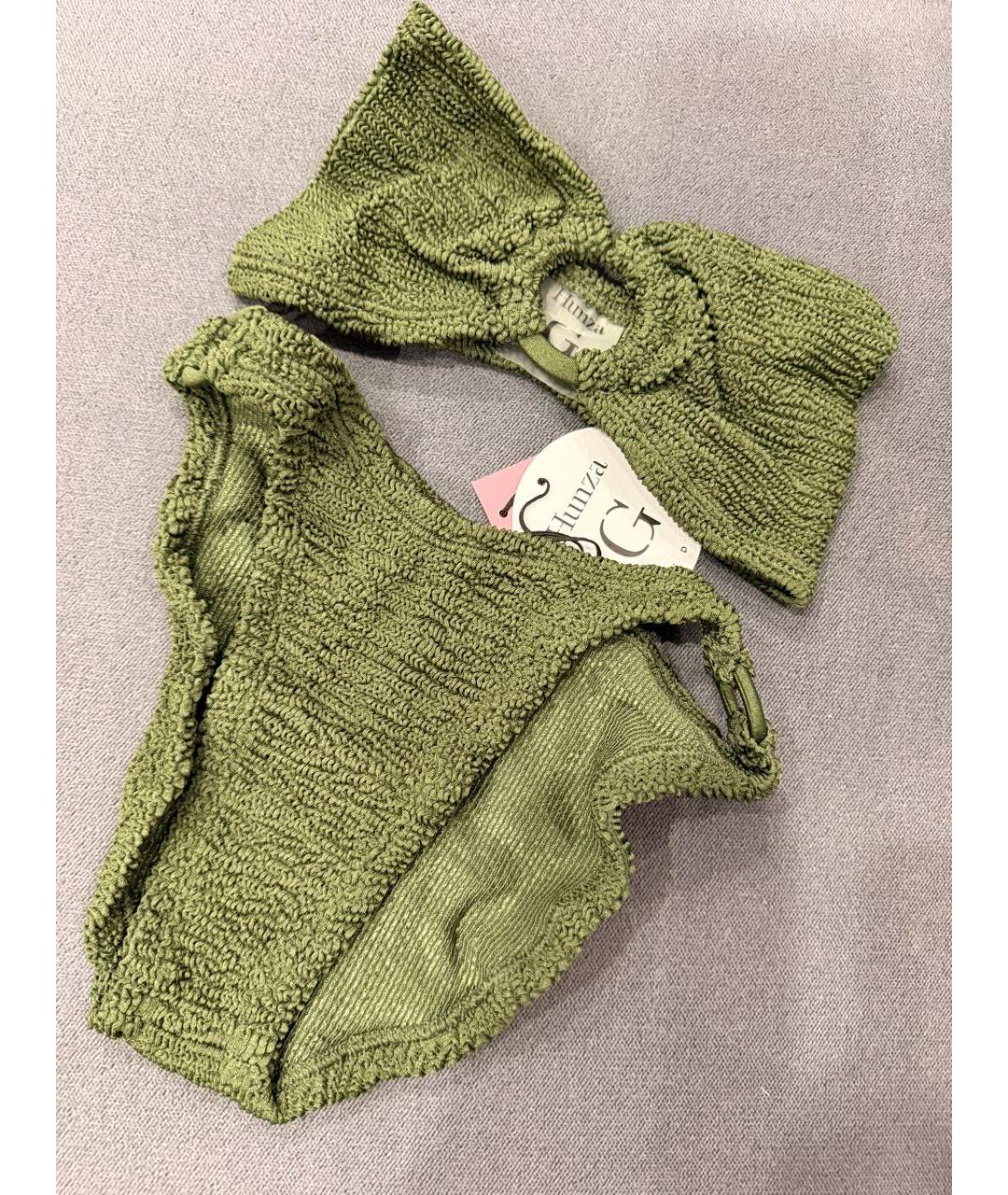 HUNZA G Хаки полиамидовый купальник, фото 3