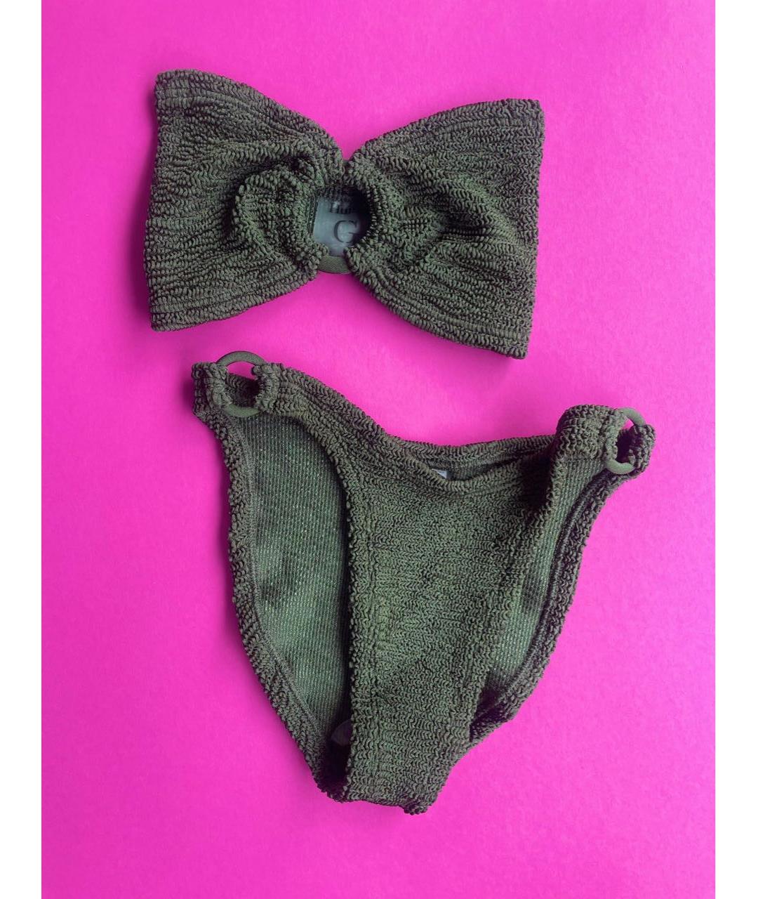 HUNZA G Хаки полиамидовый купальник, фото 2