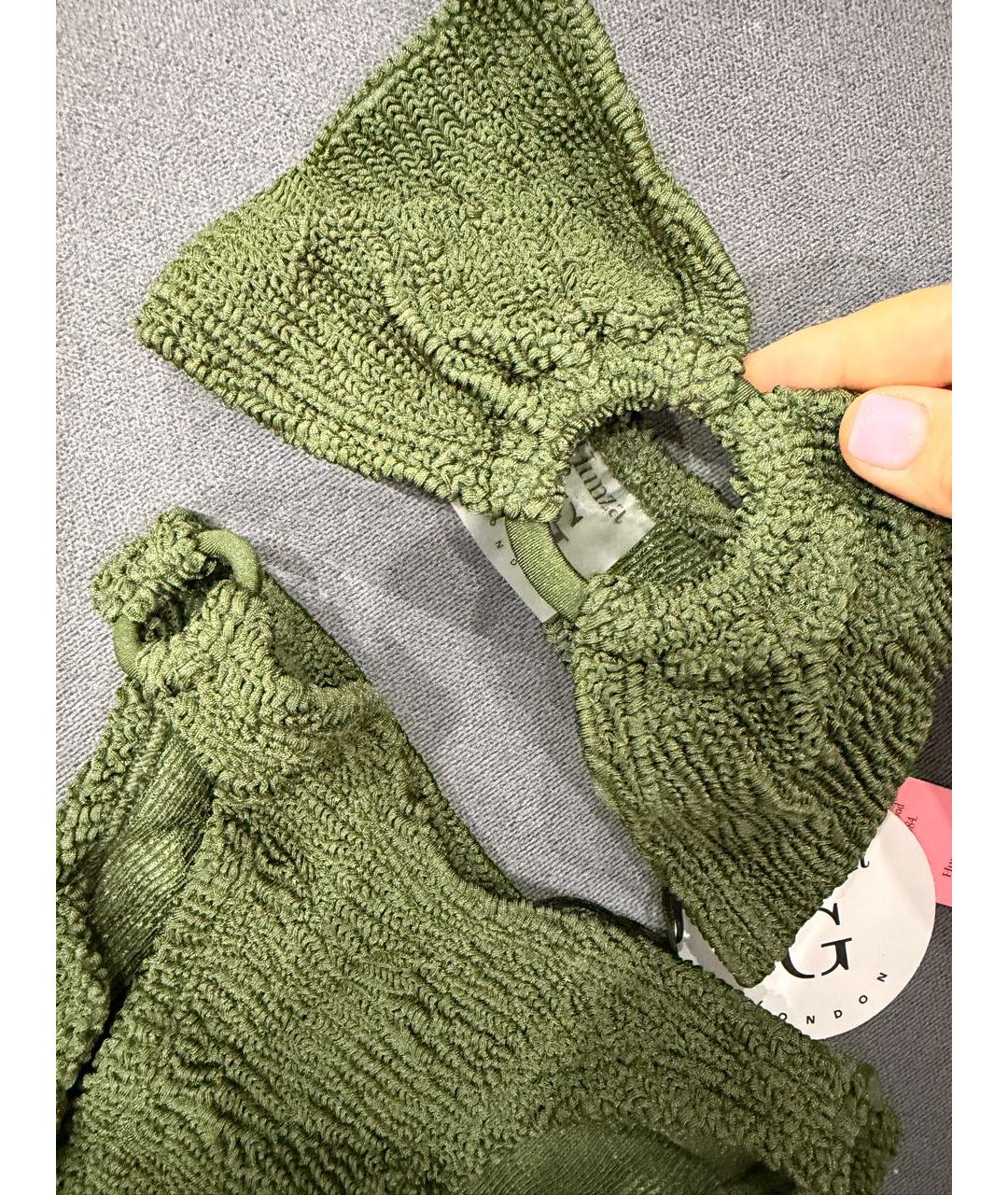 HUNZA G Хаки полиамидовый купальник, фото 4