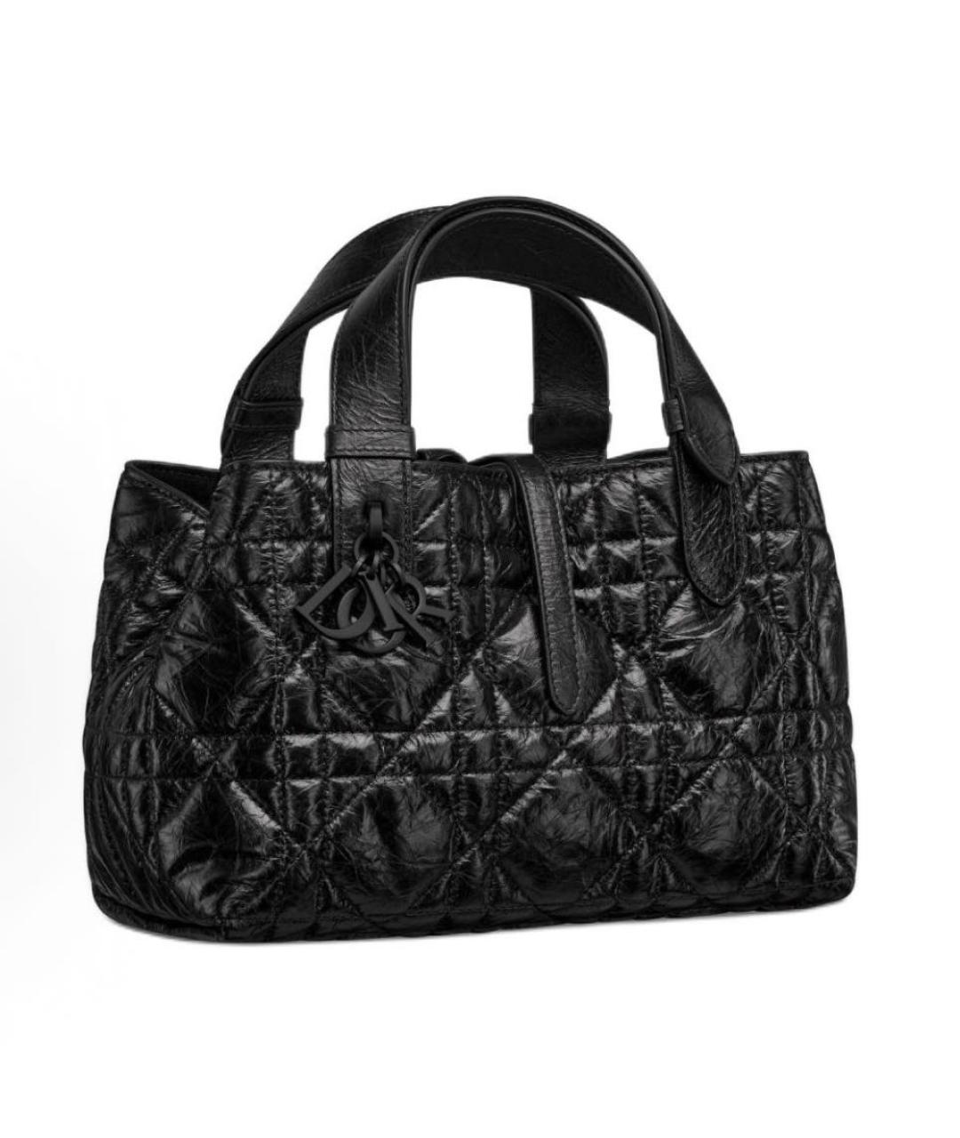 CHRISTIAN DIOR Черная кожаная сумка тоут, фото 2