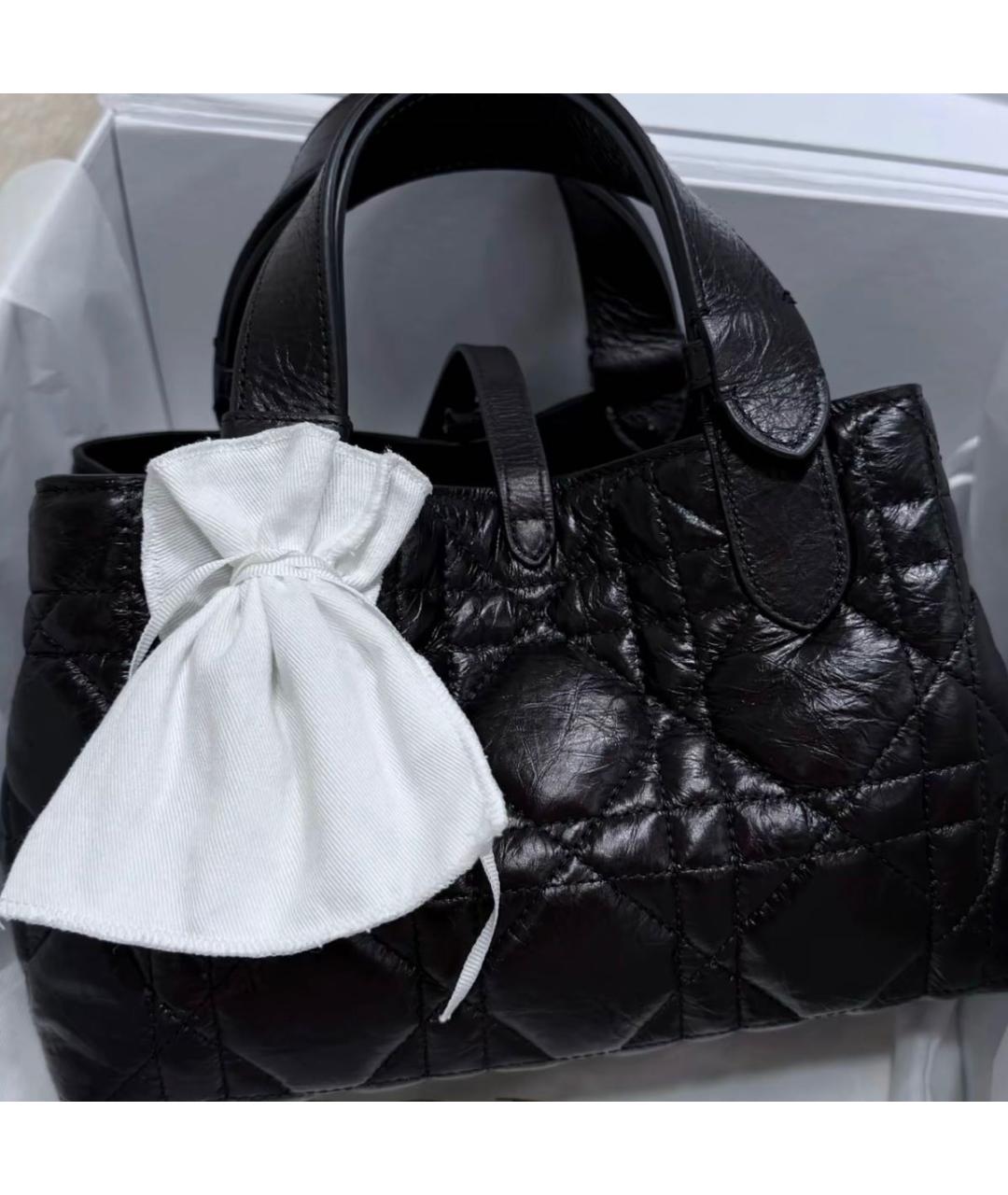 CHRISTIAN DIOR Черная кожаная сумка тоут, фото 8