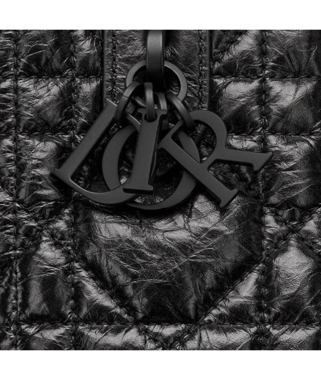 CHRISTIAN DIOR Черная кожаная сумка тоут, фото 5