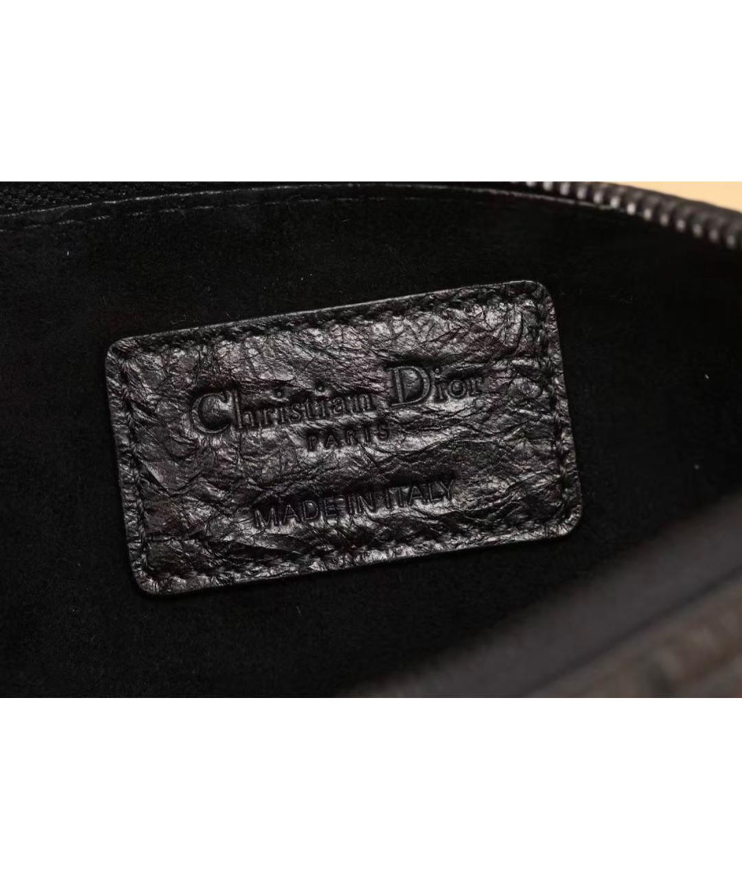 CHRISTIAN DIOR Черная кожаная сумка тоут, фото 6