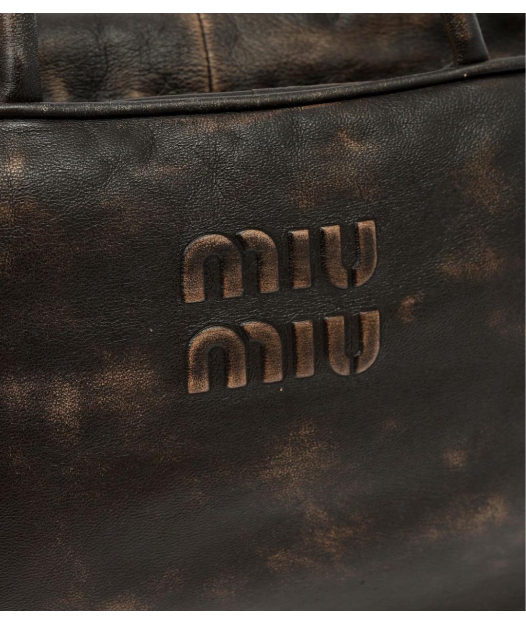 MIU MIU Коричневая кожаная сумка с короткими ручками, фото 6