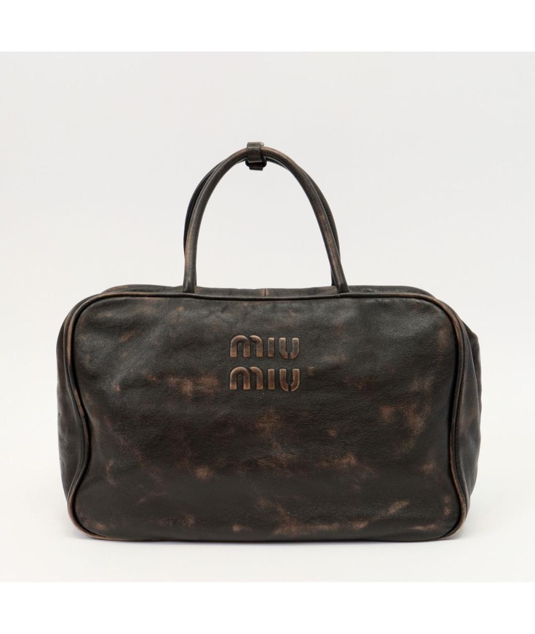 MIU MIU Коричневая кожаная сумка с короткими ручками, фото 7