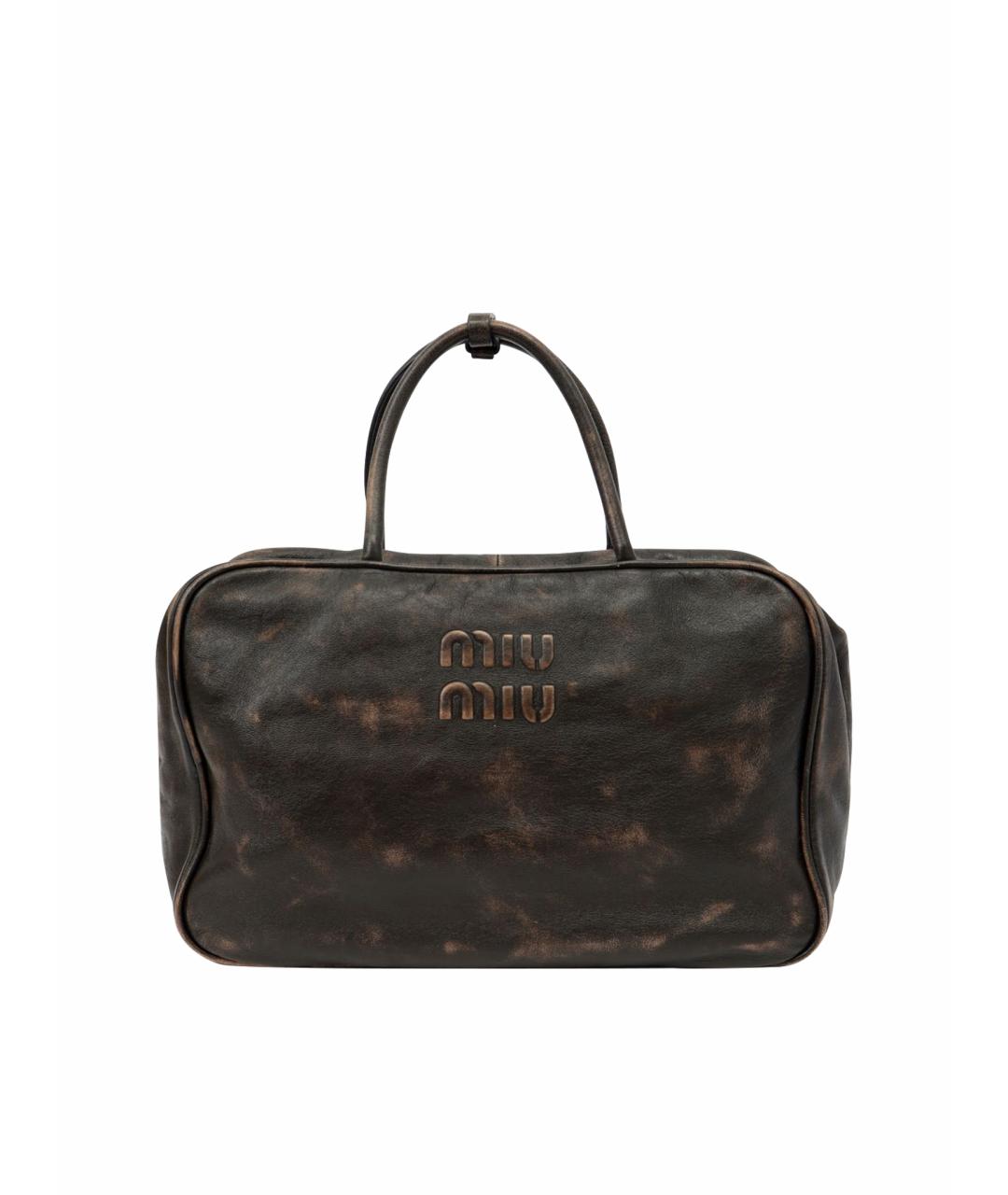 MIU MIU Коричневая кожаная сумка с короткими ручками, фото 1