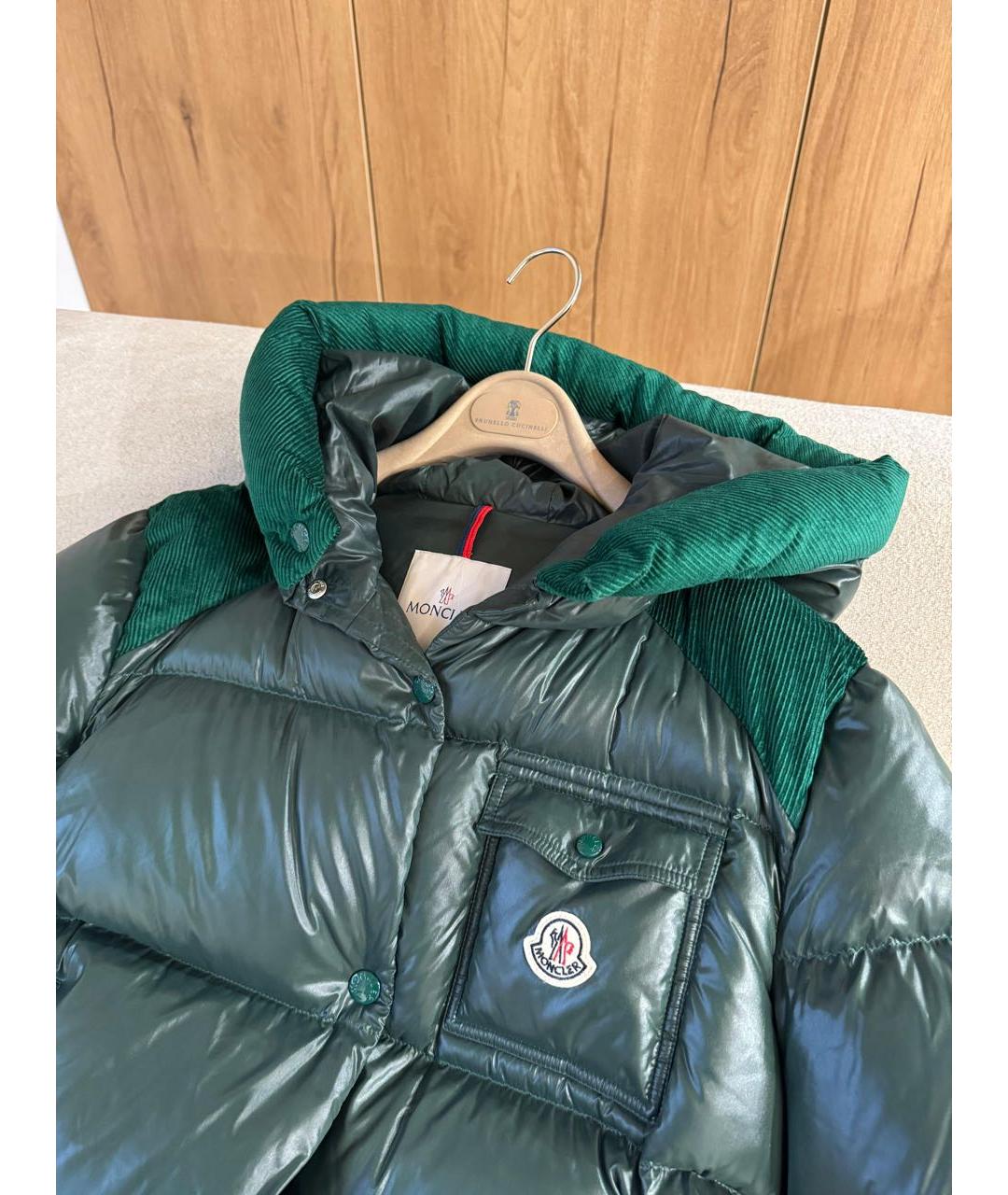 MONCLER Зеленый пуховик, фото 2
