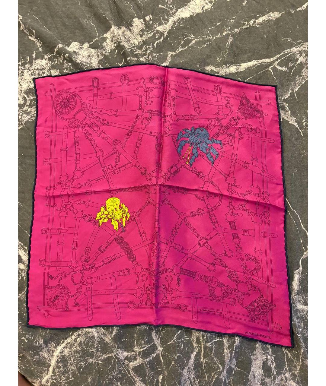 HERMES Фуксия шелковый платок, фото 3