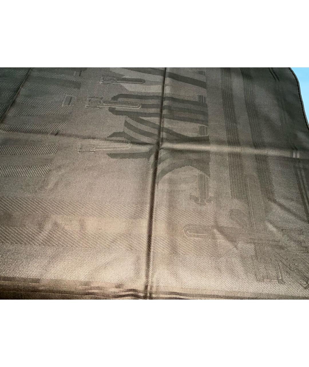 HERMES Коричневый кашемировый шарф, фото 3