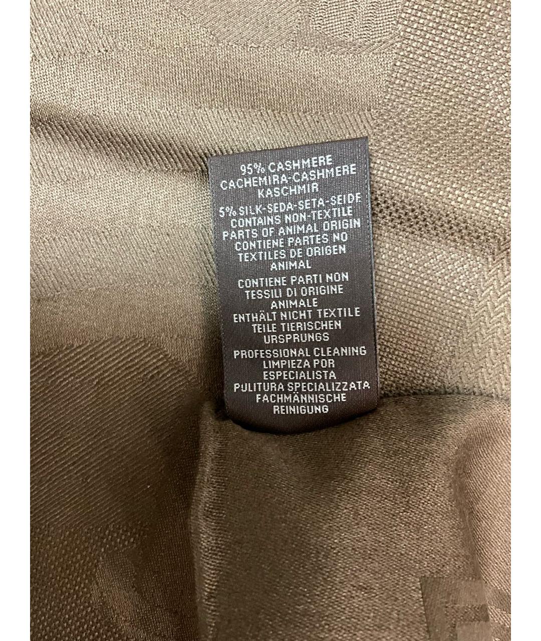 HERMES Коричневый кашемировый шарф, фото 5