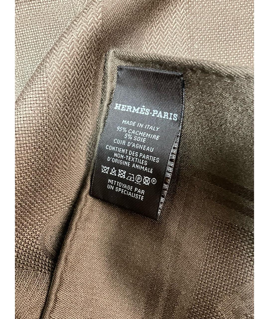 HERMES Коричневый кашемировый шарф, фото 4