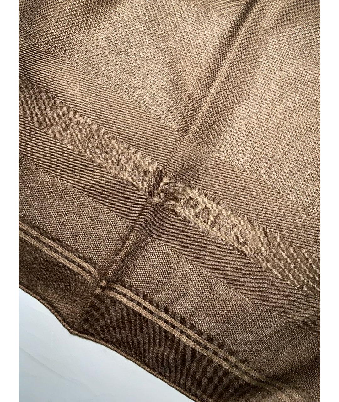 HERMES Коричневый кашемировый шарф, фото 2