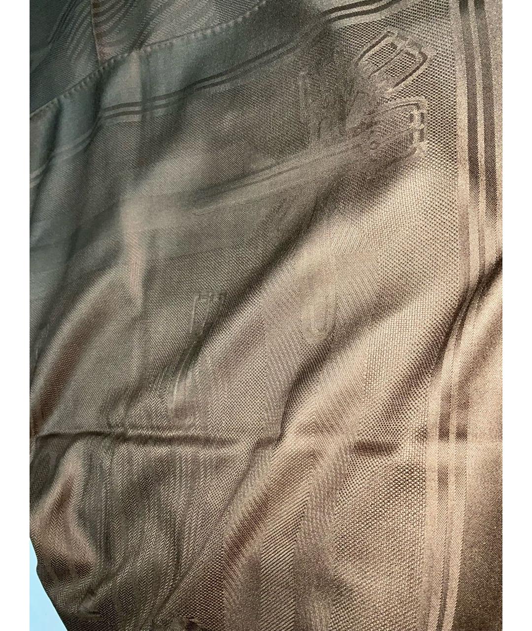 HERMES Коричневый кашемировый шарф, фото 7