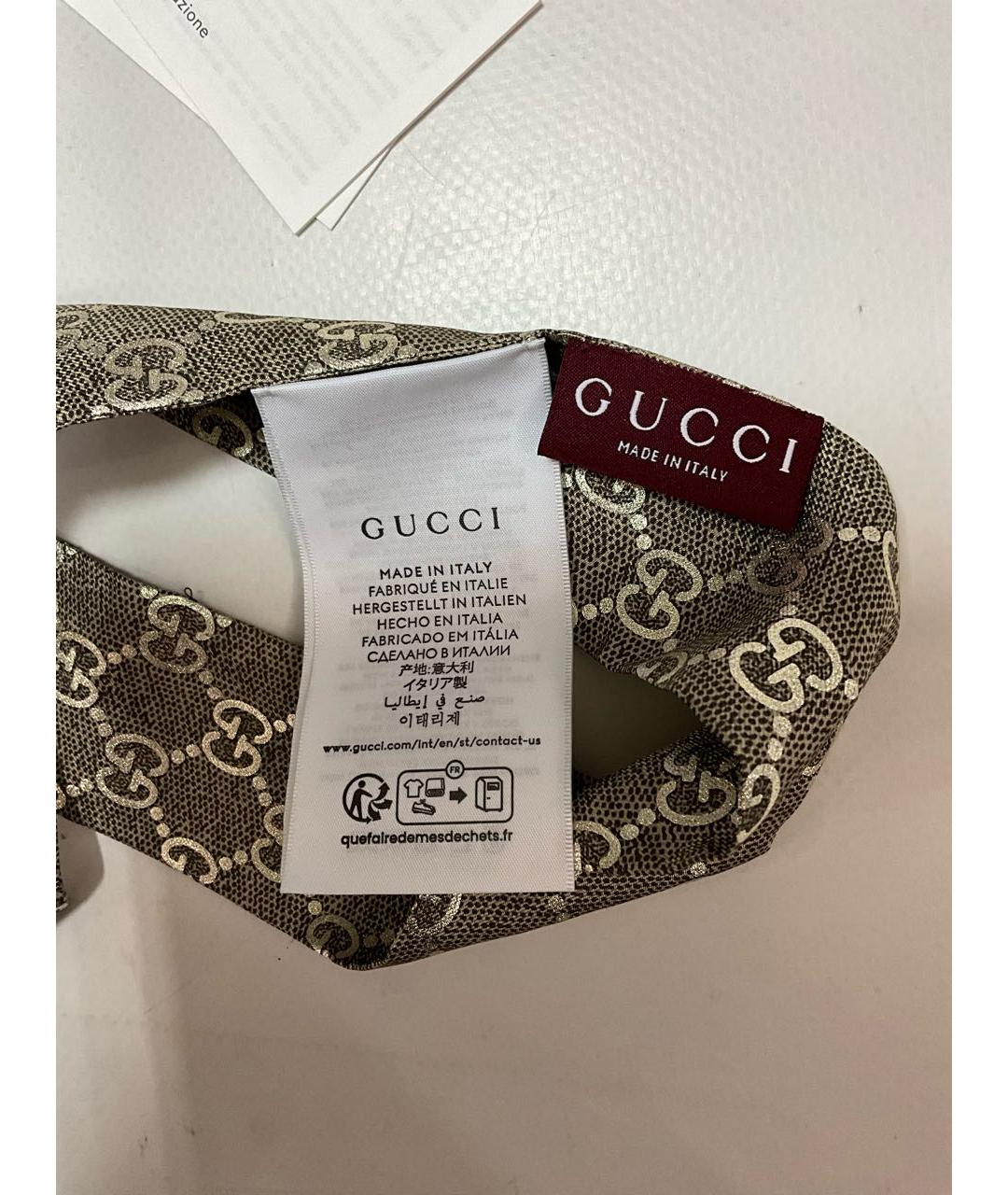 GUCCI Коричневый шелковый платок, фото 3