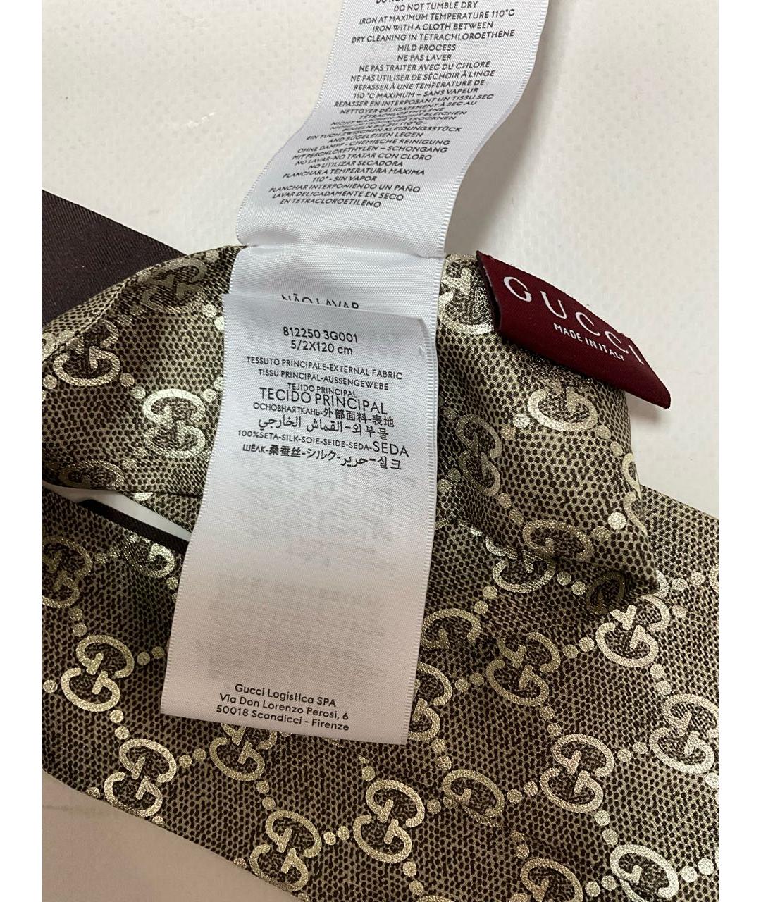 GUCCI Коричневый шелковый платок, фото 4