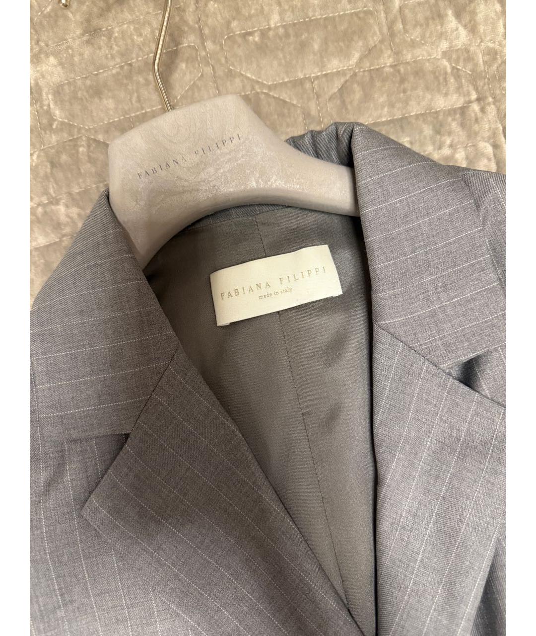 FABIANA FILIPPI Серый шерстяной костюм с брюками, фото 4