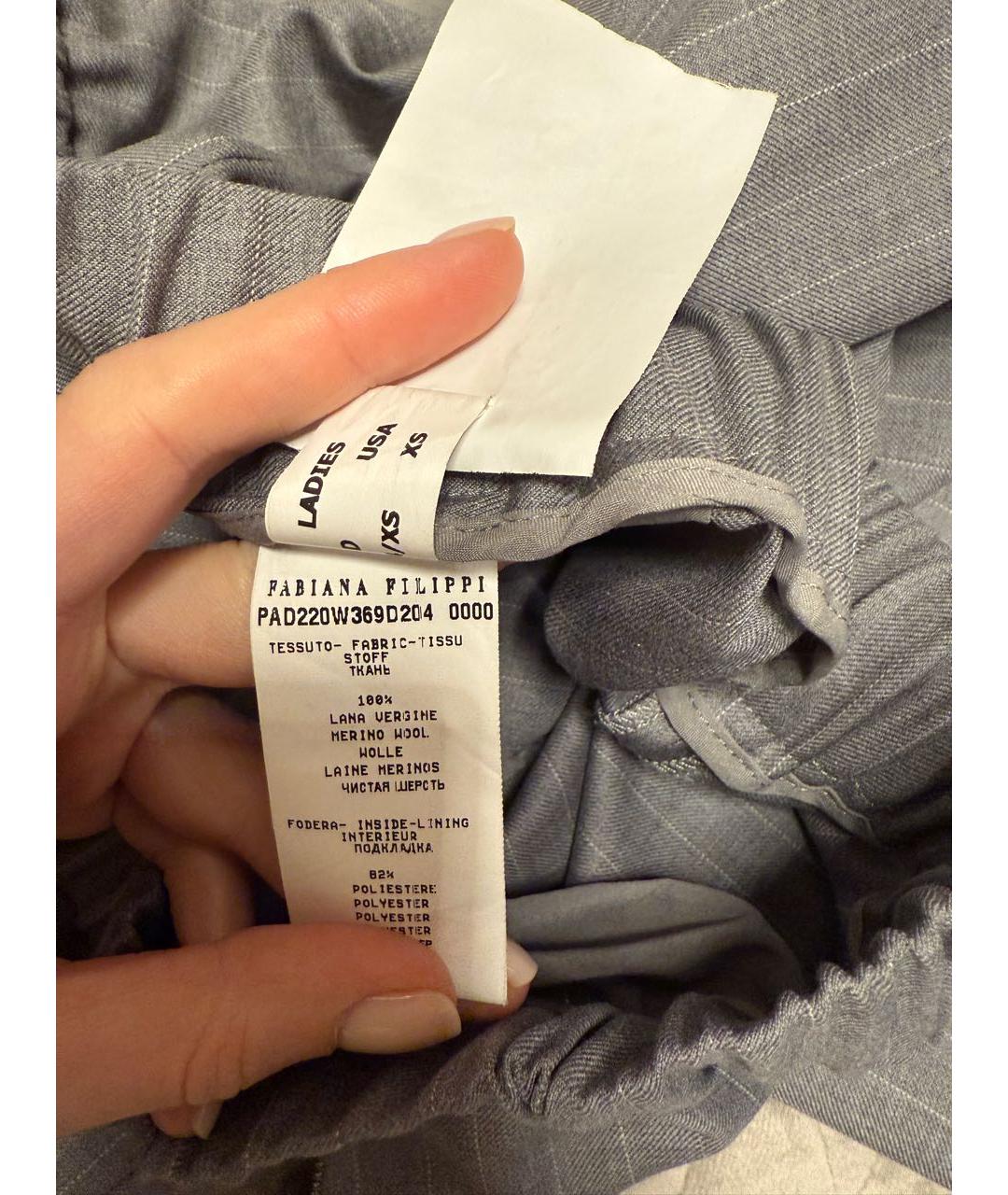 FABIANA FILIPPI Серый шерстяной костюм с брюками, фото 6