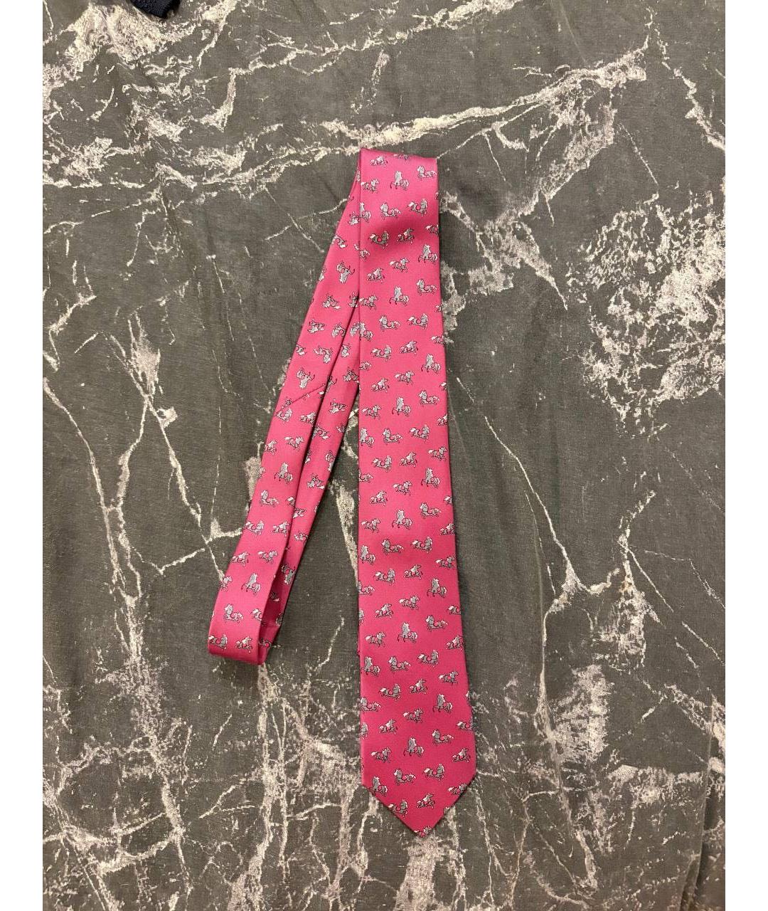 HERMES Розовый шелковый галстук, фото 3