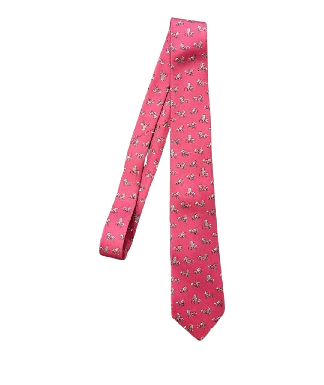 HERMES Розовый шелковый галстук, фото 1