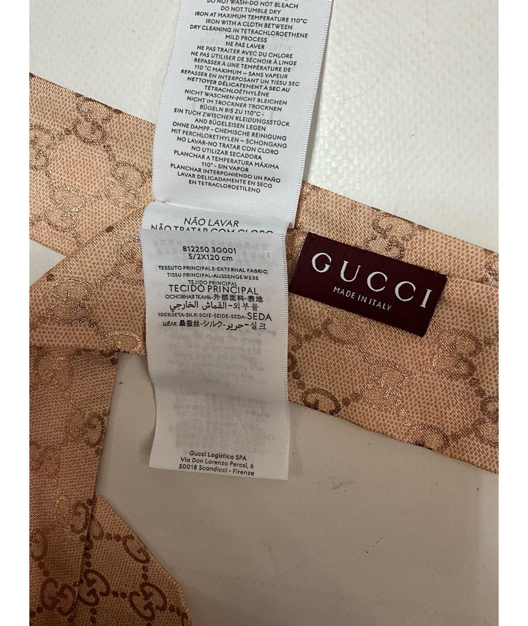 GUCCI Розовый шелковый платок, фото 3