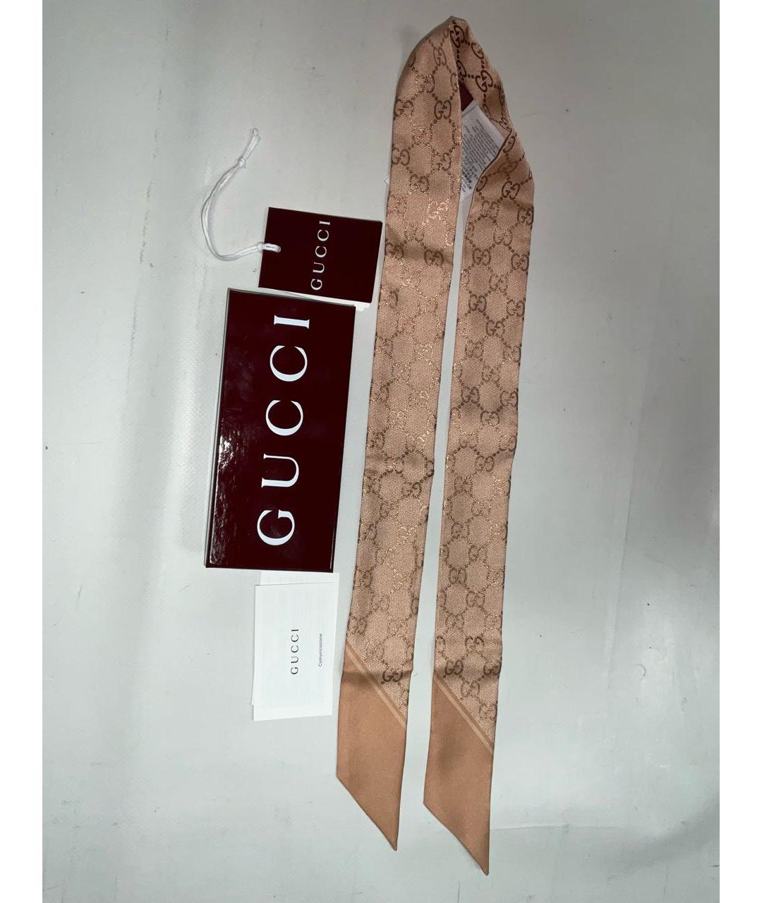 GUCCI Розовый шелковый платок, фото 4