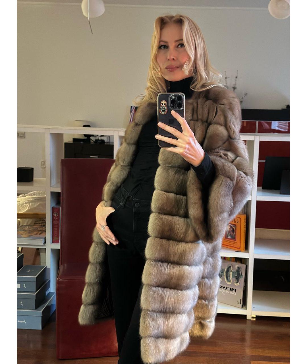 ZILLI Коричневая меховая шуба, фото 6