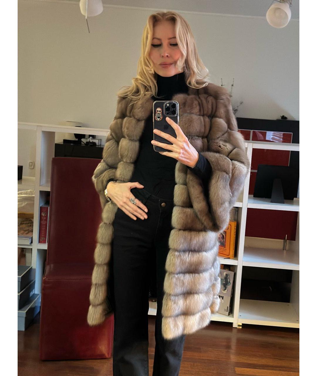 ZILLI Коричневая меховая шуба, фото 7