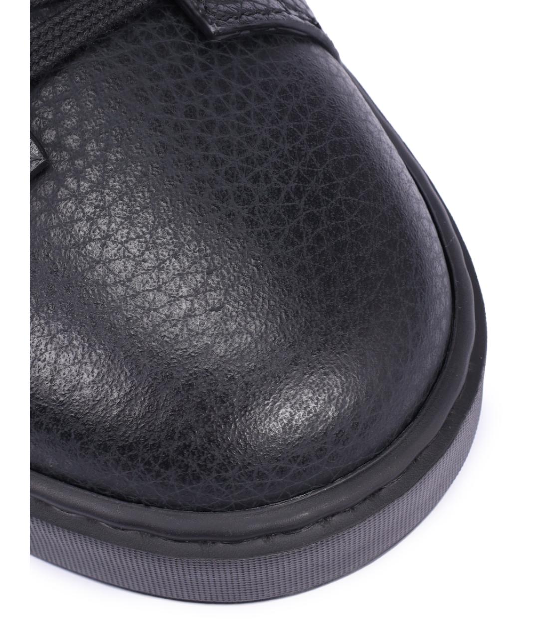 SANTONI Черные кожаные высокие кроссовки / кеды, фото 5