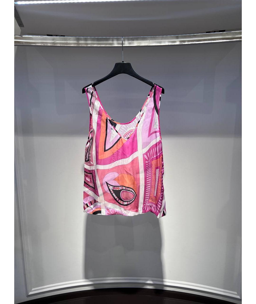 EMILIO PUCCI Розовая шелковая майка, фото 3