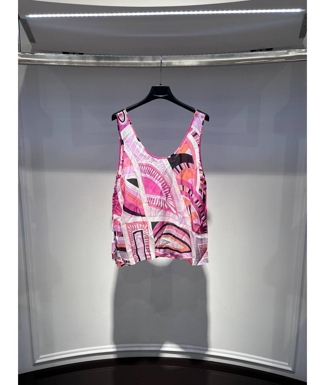 EMILIO PUCCI Розовая шелковая майка, фото 4