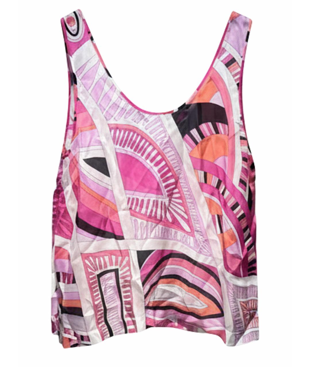 EMILIO PUCCI Розовая шелковая майка, фото 5
