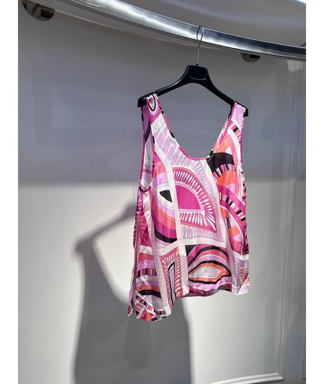 EMILIO PUCCI Розовая шелковая майка, фото 2