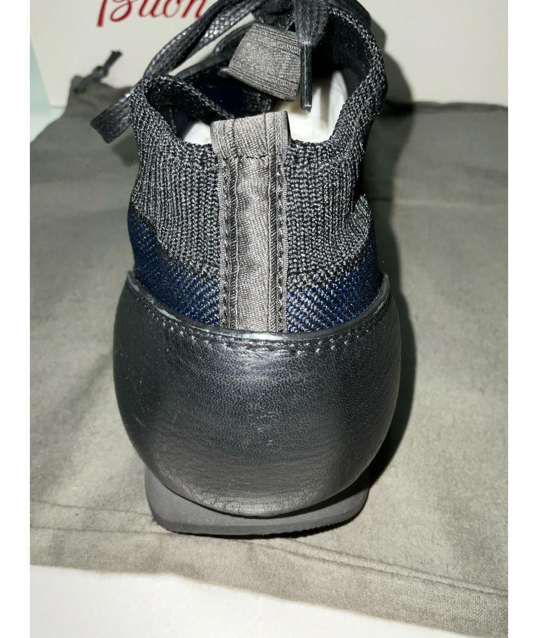 BRIONI Темно-синие текстильные высокие кроссовки / кеды, фото 4