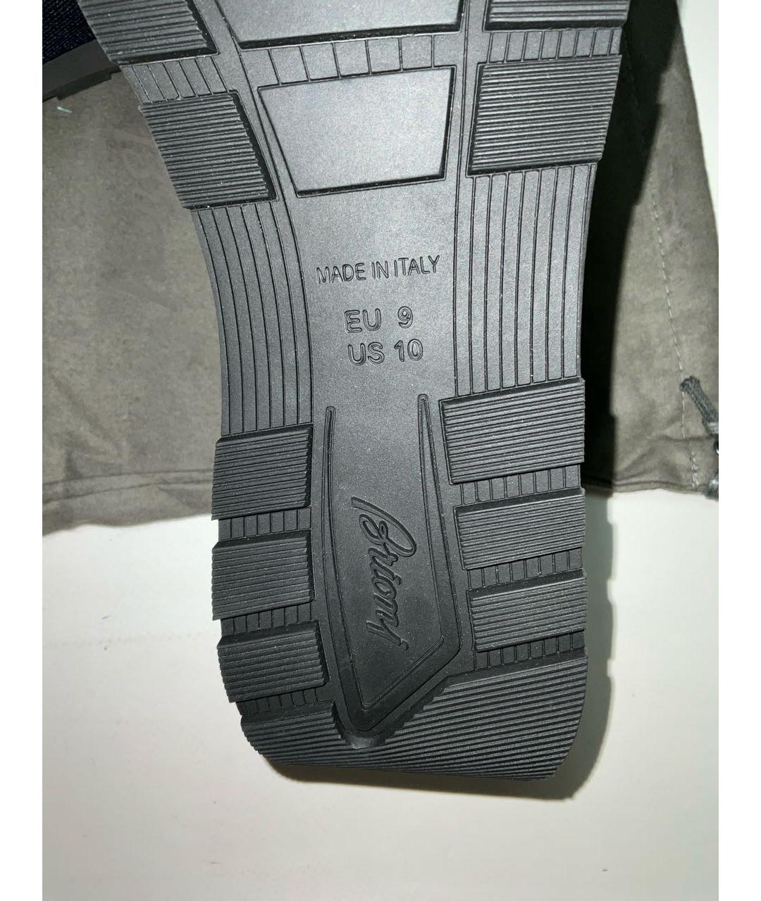 BRIONI Темно-синие текстильные высокие кроссовки / кеды, фото 7