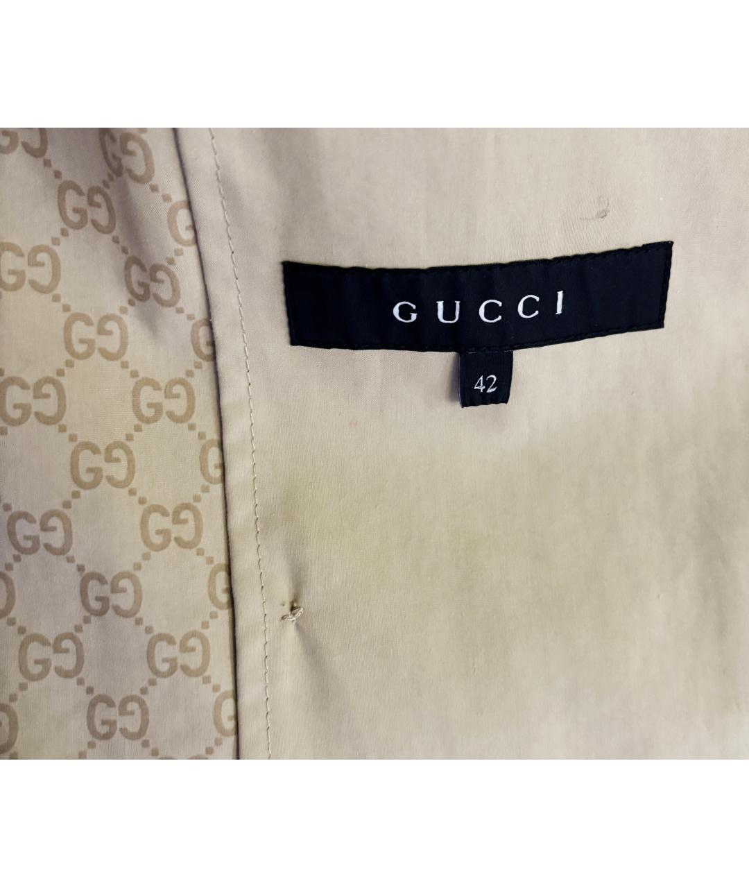 GUCCI Бежевый хлопковый тренч/плащ, фото 5