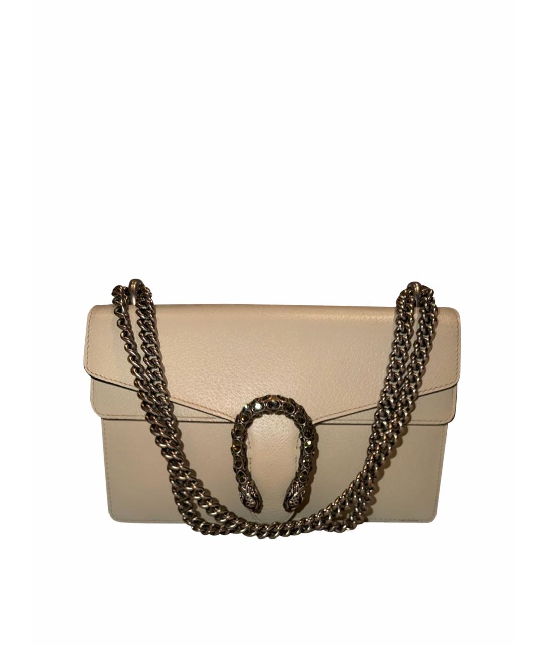 GUCCI Белая кожаная сумка с короткими ручками, фото 1