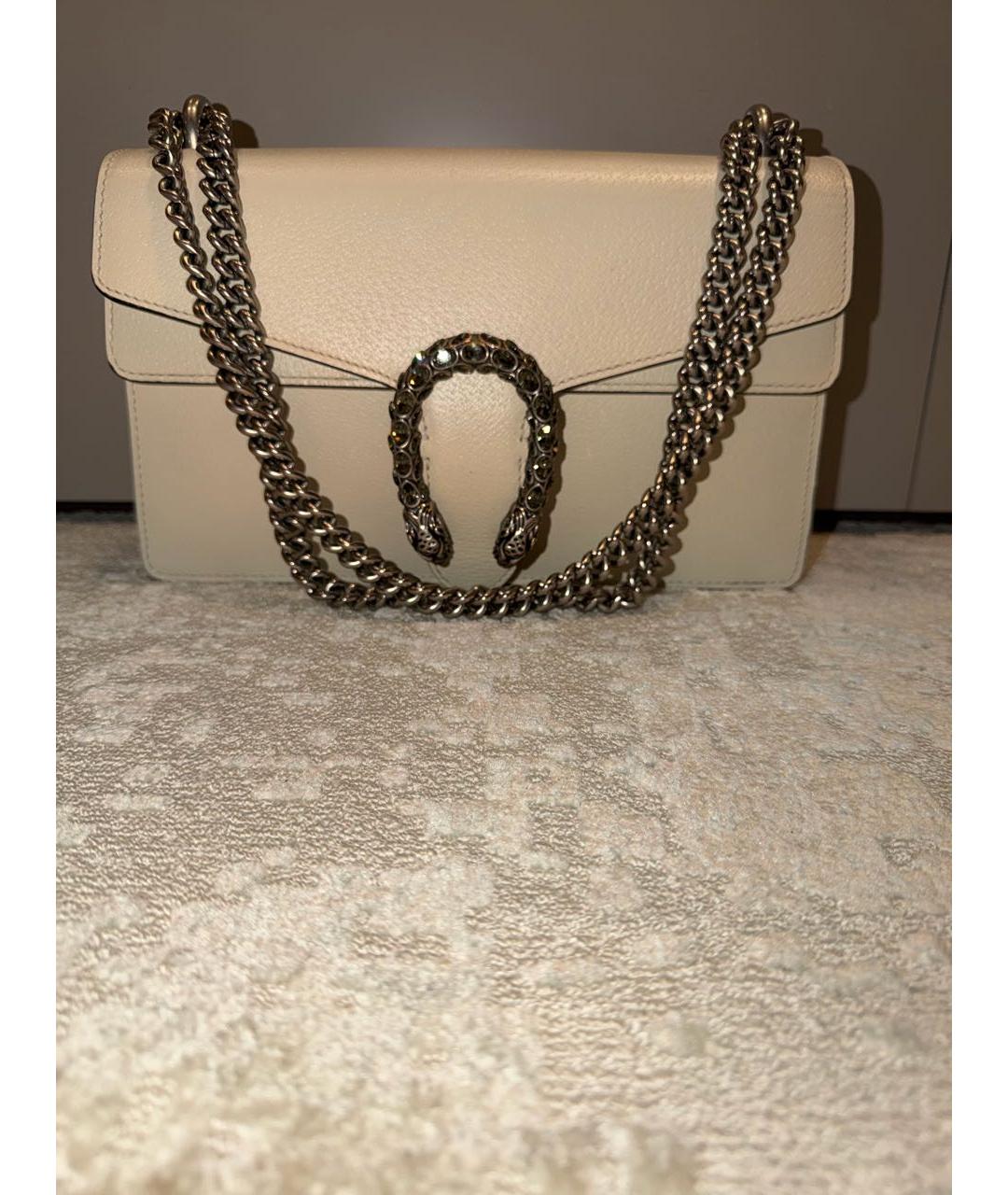 GUCCI Белая кожаная сумка с короткими ручками, фото 5