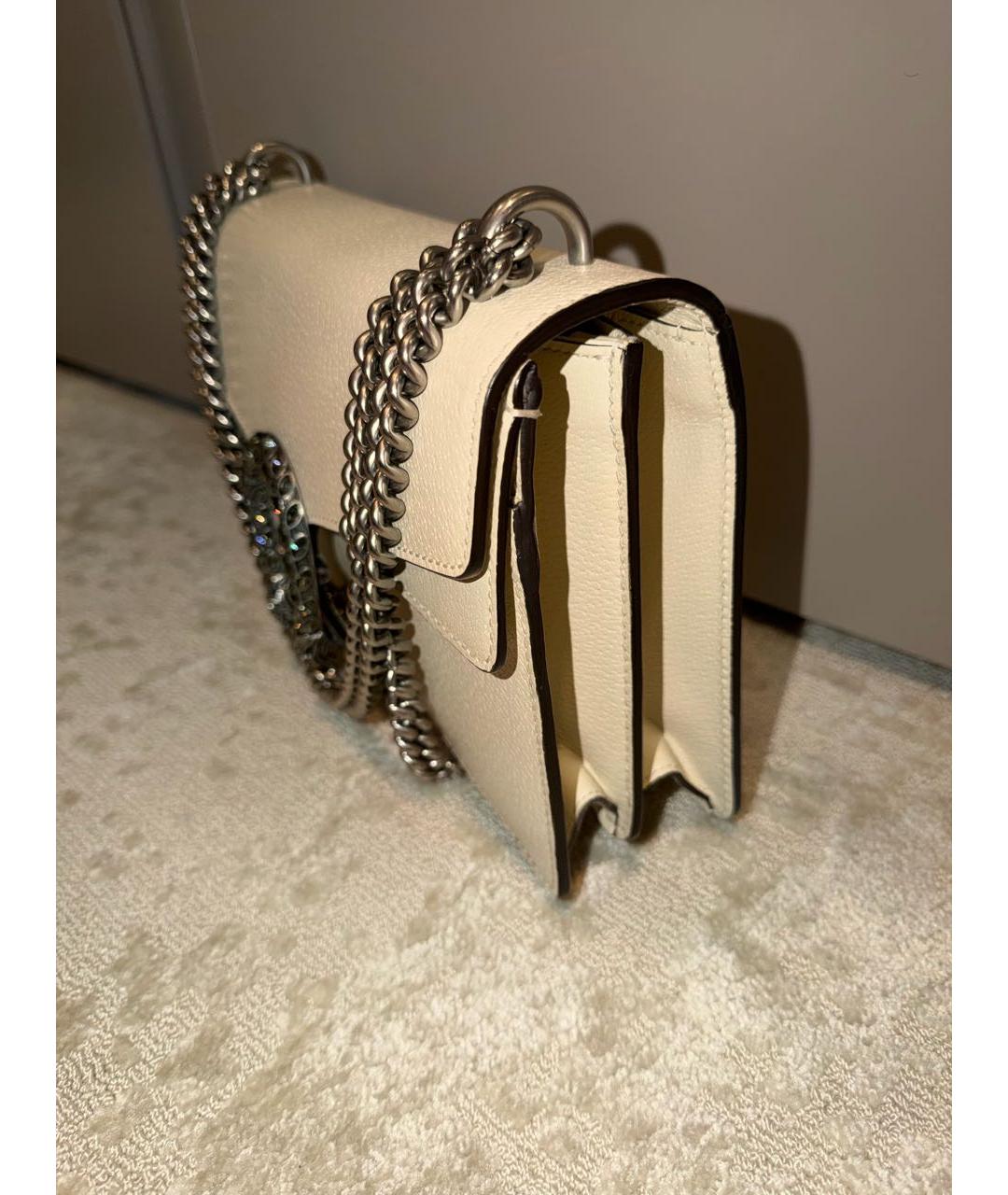 GUCCI Белая кожаная сумка с короткими ручками, фото 2