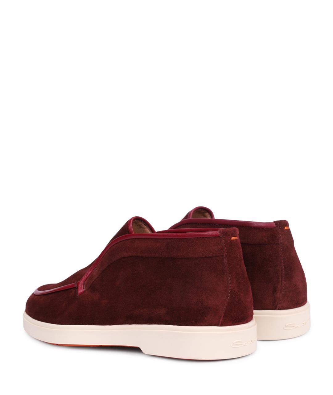 SANTONI Бордовые замшевые ботинки, фото 4