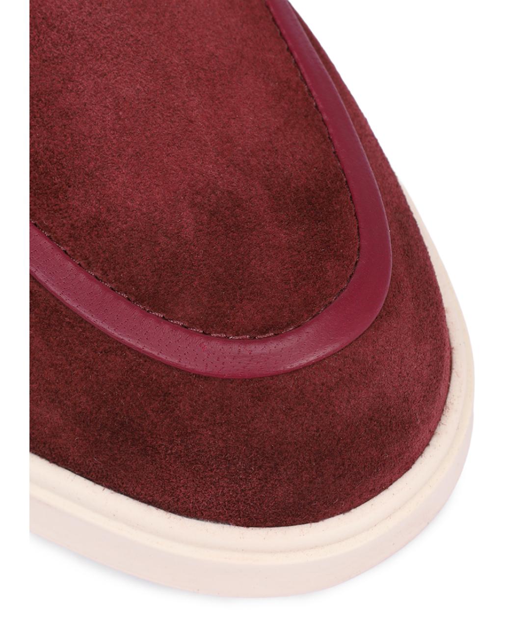 SANTONI Бордовые замшевые ботинки, фото 5