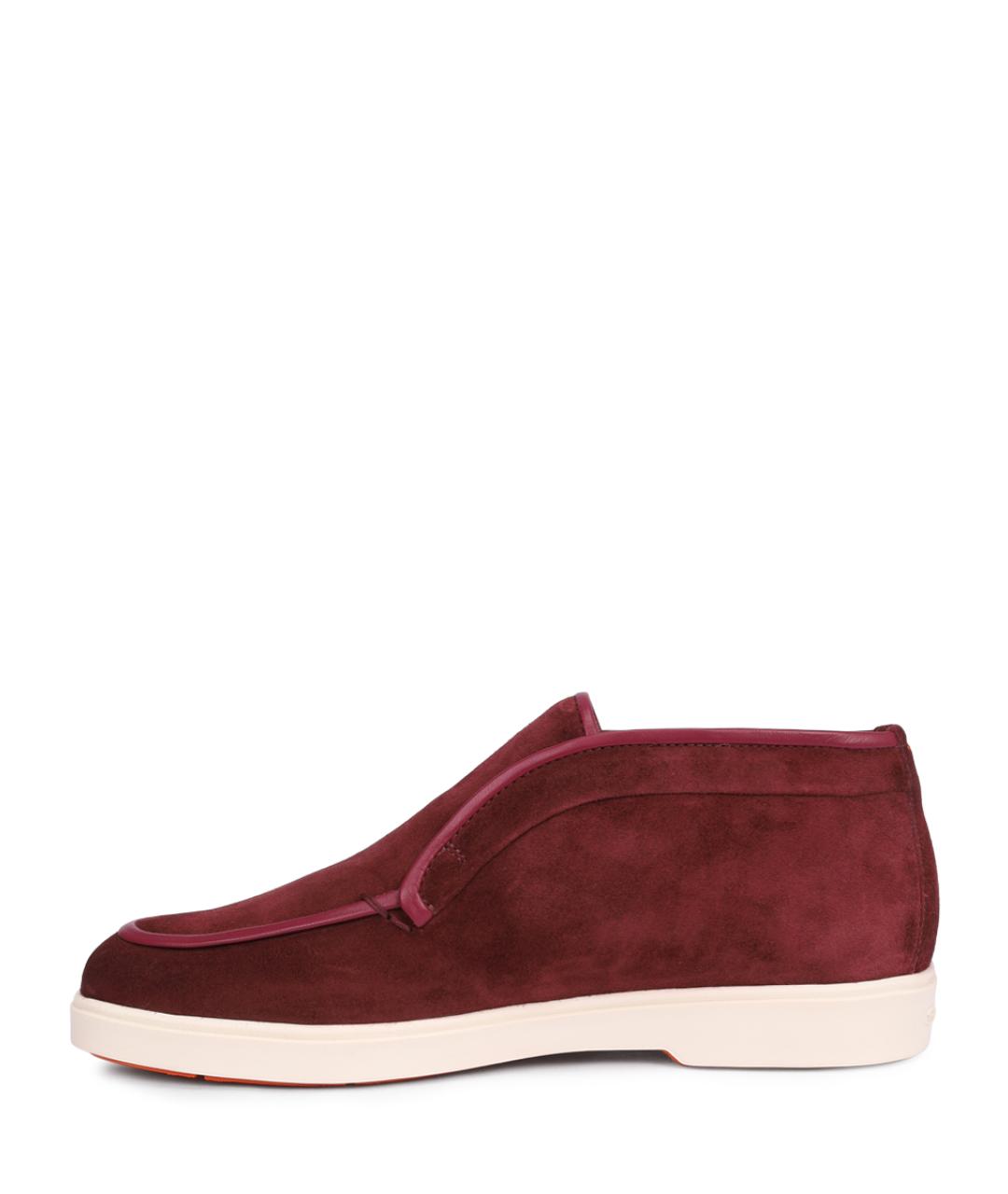 SANTONI Бордовые замшевые ботинки, фото 3