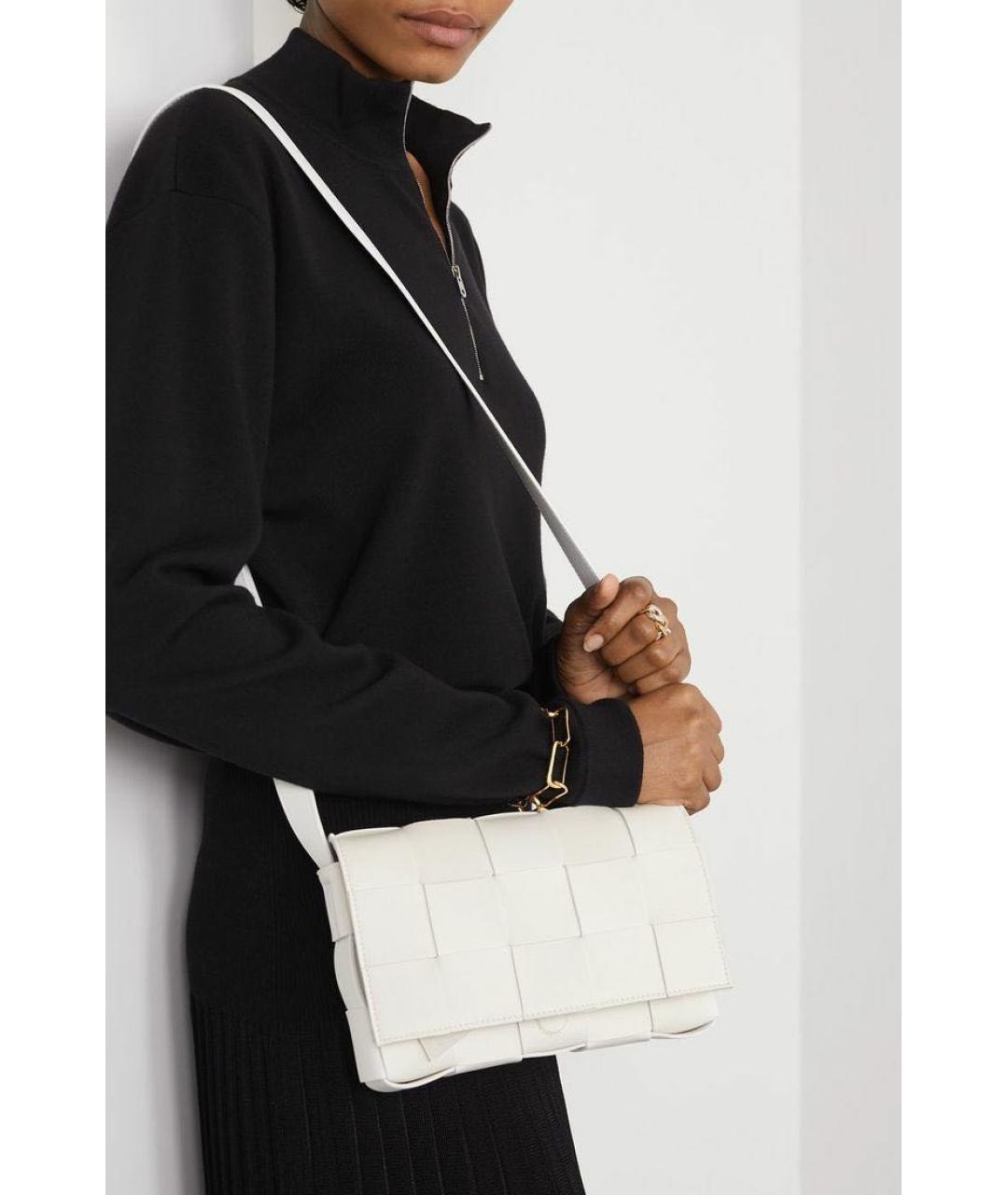 BOTTEGA VENETA Белая кожаная сумка через плечо, фото 4