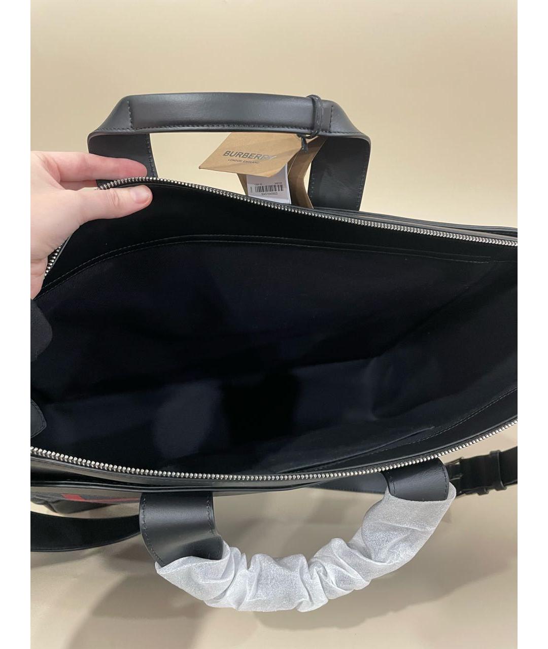 BURBERRY Темно-синяя тканевая сумка тоут, фото 7