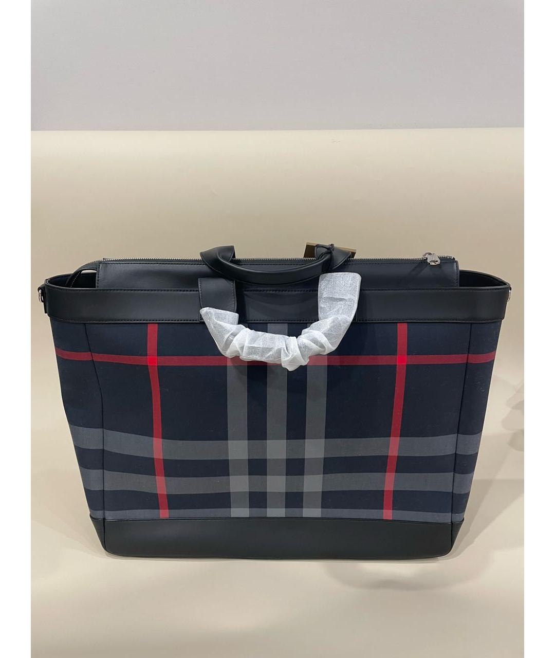 BURBERRY Темно-синяя тканевая сумка тоут, фото 2