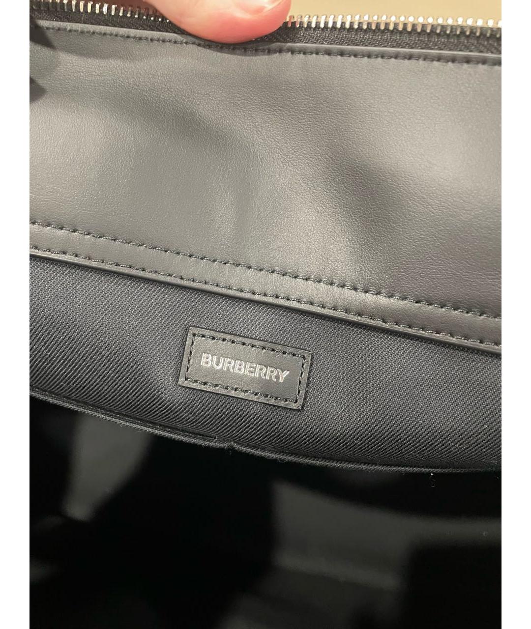 BURBERRY Темно-синяя тканевая сумка тоут, фото 8