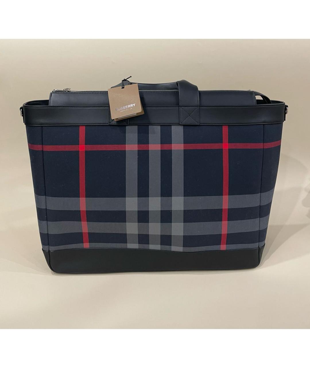 BURBERRY Темно-синяя тканевая сумка тоут, фото 9